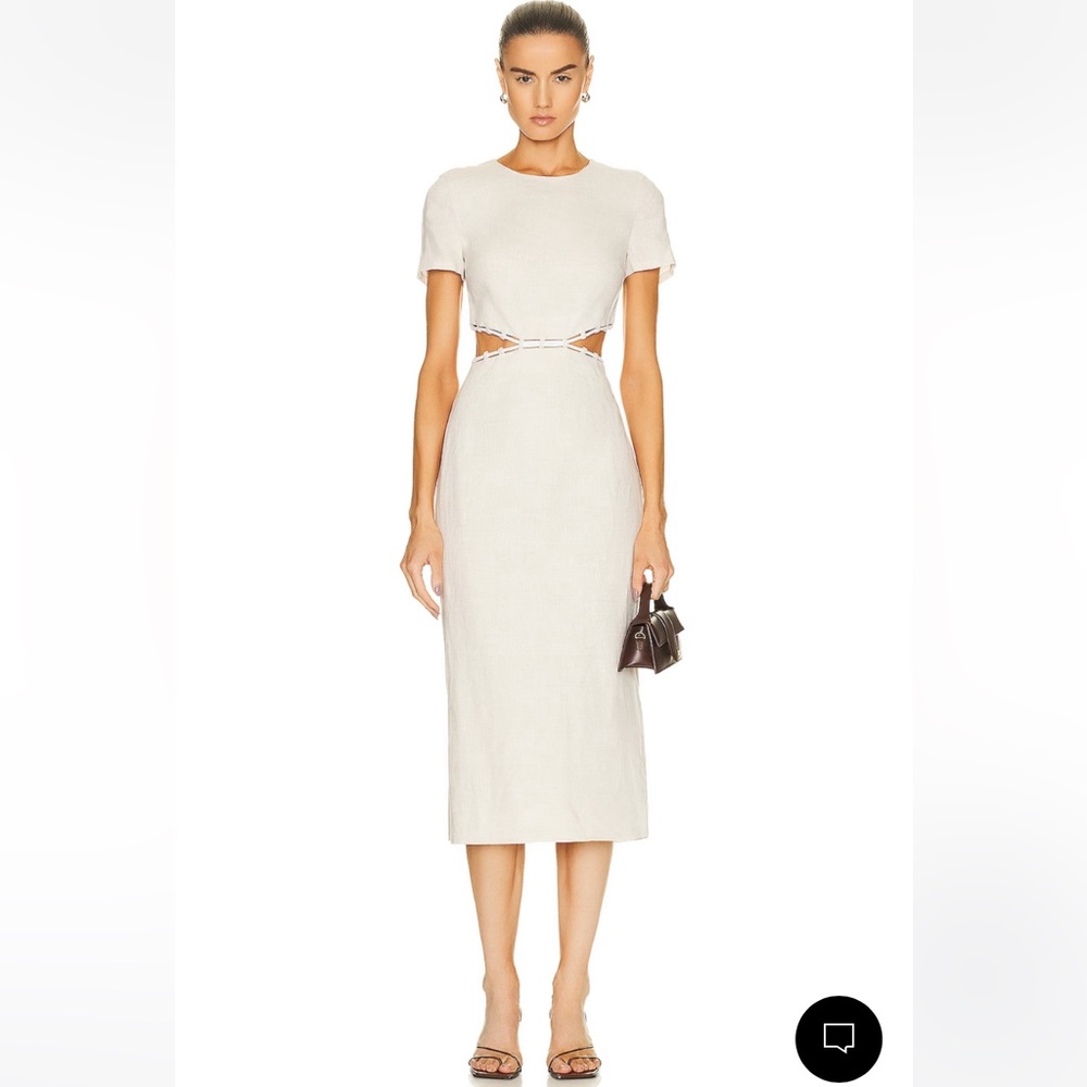 NWT Staud Matteo Dress; beige linen; size 4